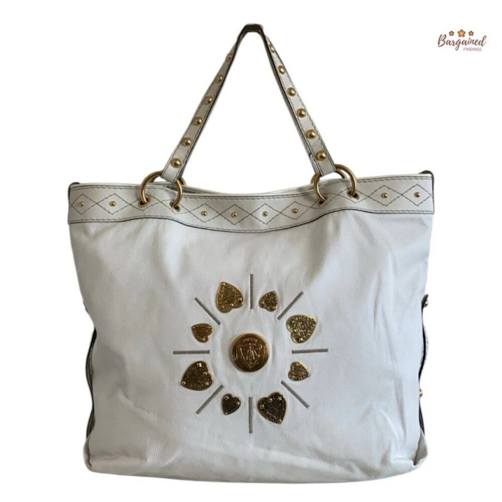 Authentic GUCCI White Leather Babouska Irina Large Tote Handbag/Shoulder Bag